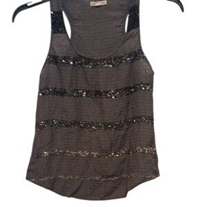 American Eagle Outfitters Black & Gray Sequin Tank Top Size 2